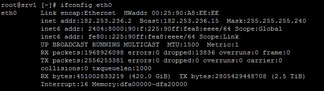 ifconfig eth0