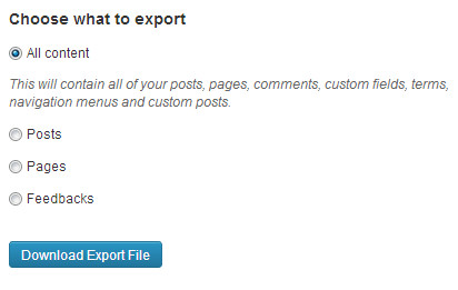 export semua kontent