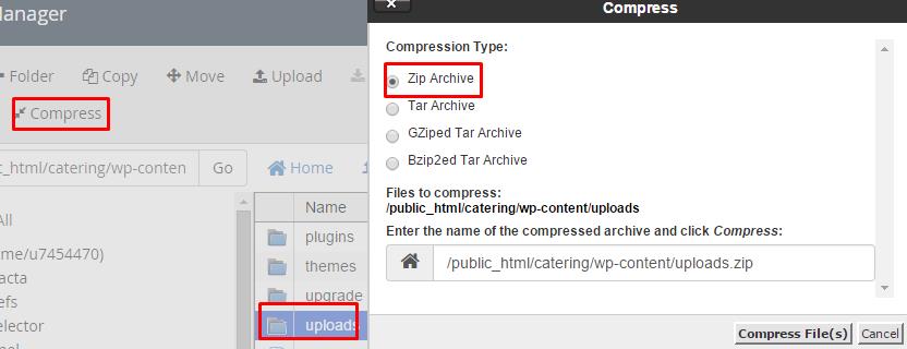 compress zip uploads