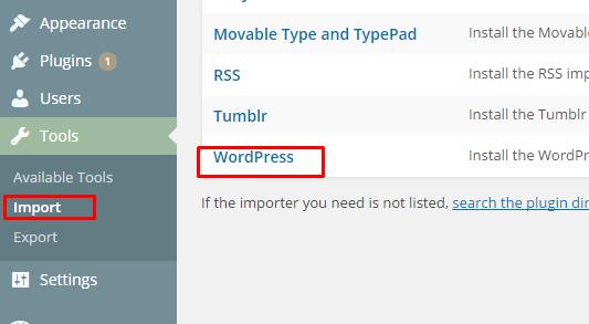 import wordpress