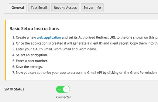 connected smtp gmail