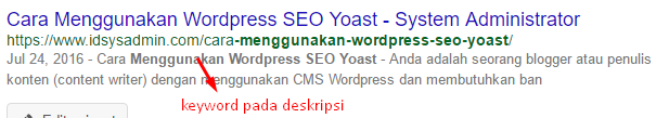 keyword pada deskripsi seo yoast