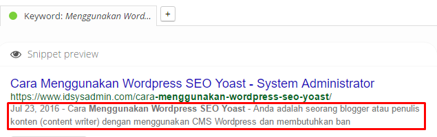 Panduan WordPress SEO Yoast - meta descriiption