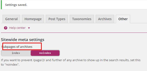 seo yoast Subpages of archives