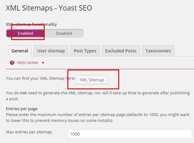 sitemap xml seo yoast