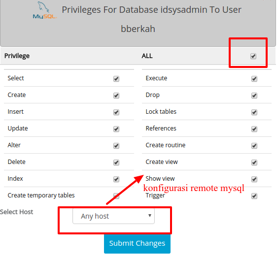 hak akses remote mysql