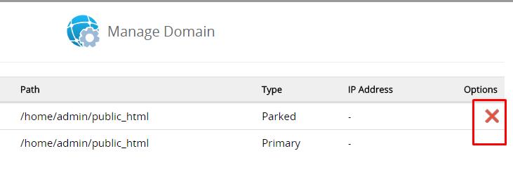 Hapus Domain Utama