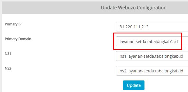 Ubah domain utama webuzo