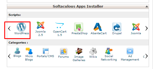 menu softaculous cpanel