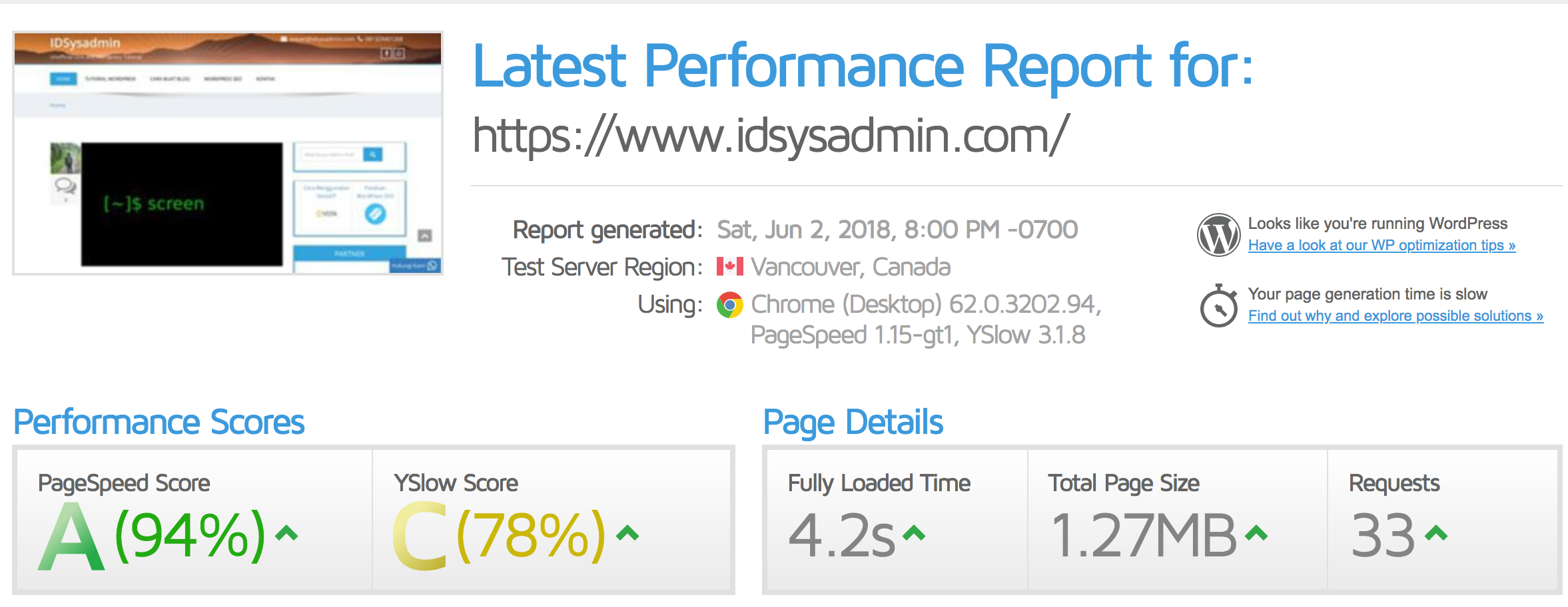 hasil gtmetrix idsysadmin