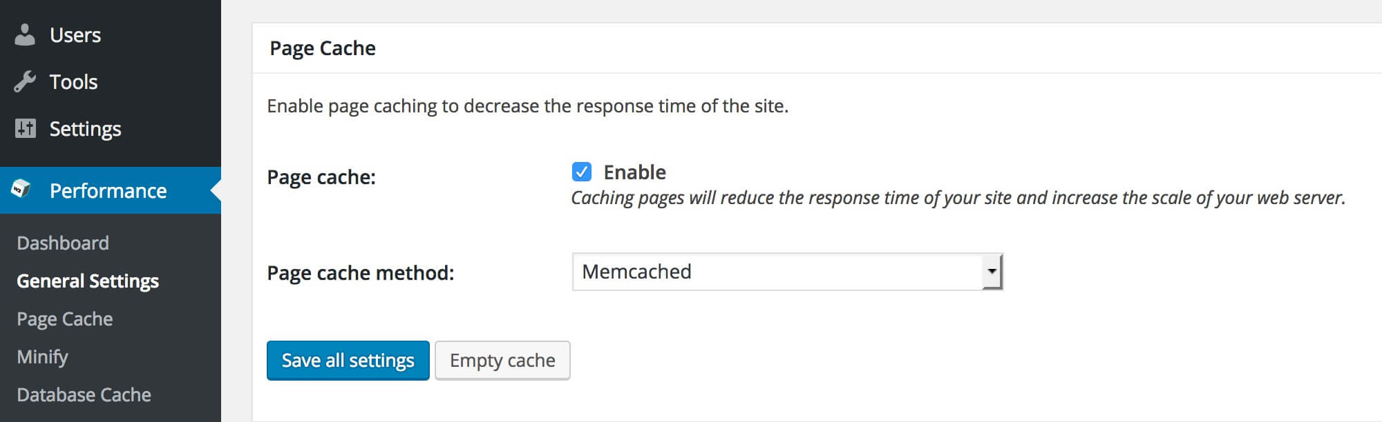 memcached w3 total cache