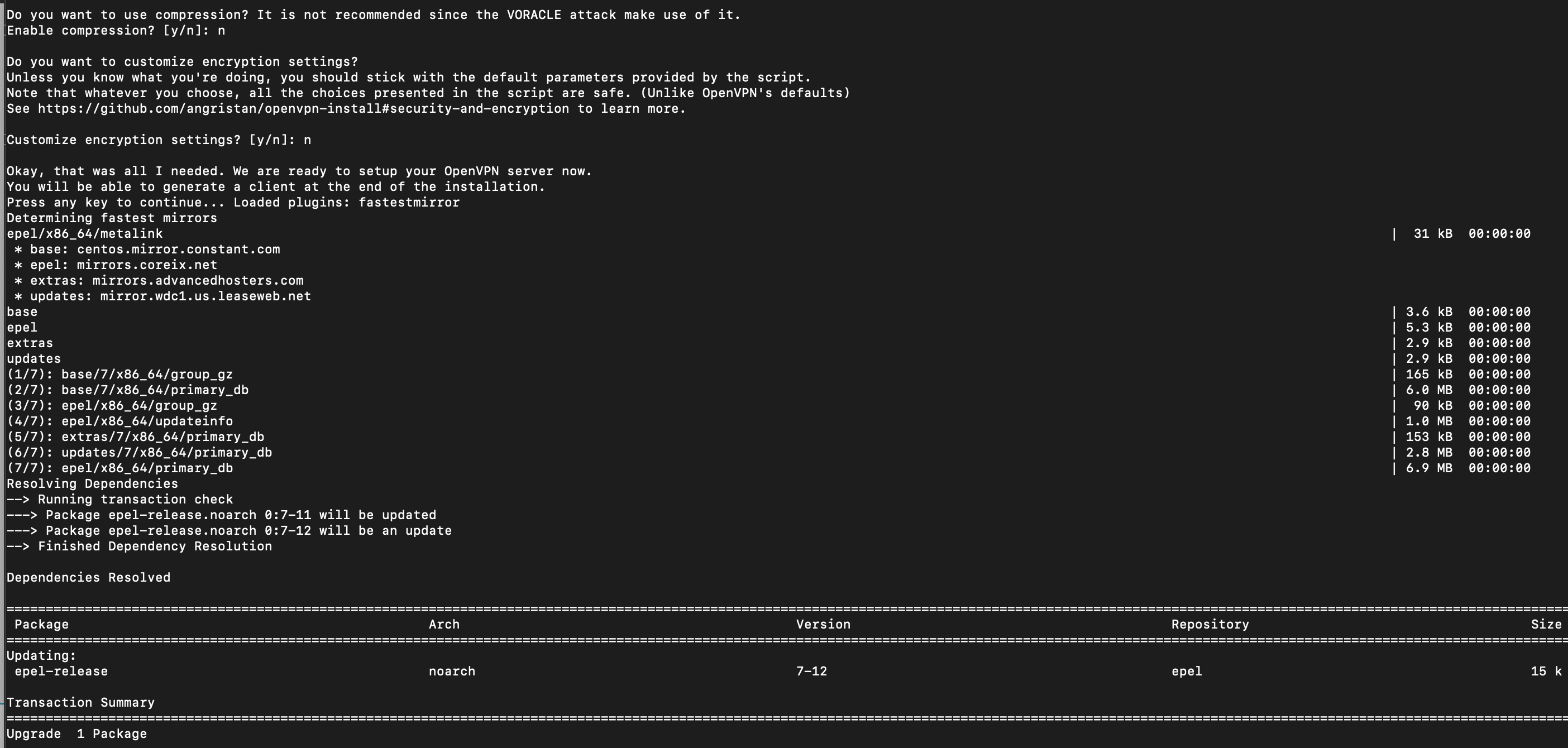 Proses instalasi vpn