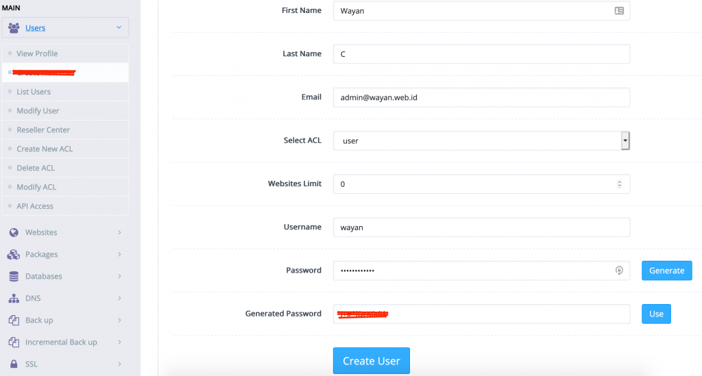 Membuat user cyberpanel
